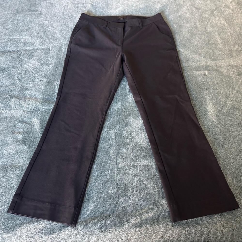 Theory Women's Avla Aprroach 2 Pants Crop Navy Cotton Size 8 Work Office Career